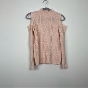Cloud Chaser Pink Cold Shoulder Diamond Cable Knit Sweater Size Small